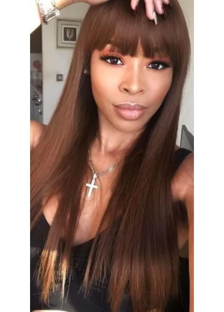 Перука рівна аніме з довгим чубчиком Шатенка - 70см - Каштановий No Brand (367166095)