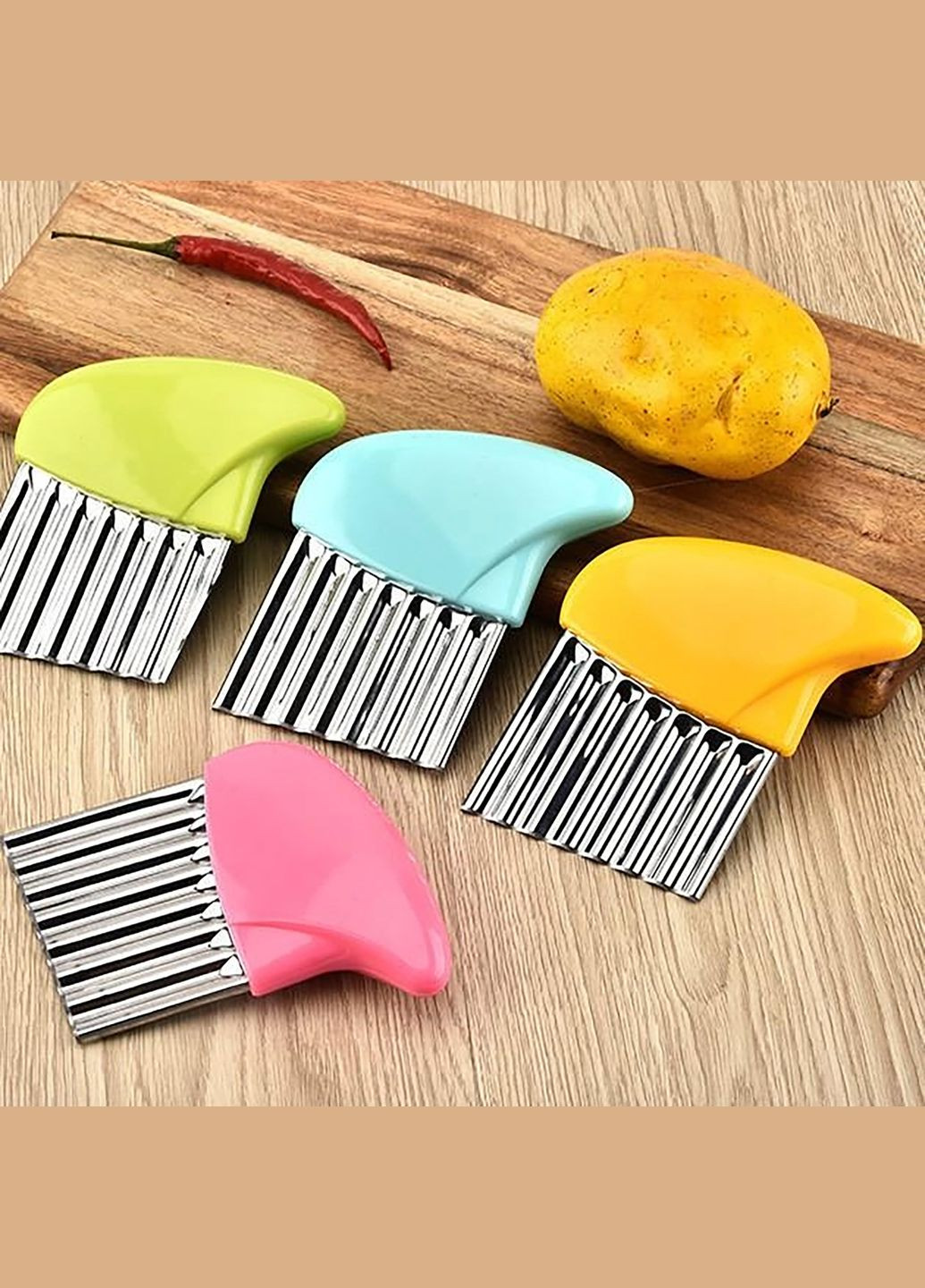 Слайсер хвилястий сирорізка ніж для фігурної нарізки сиру картоплі чіпсів карвінгу Зелений Kitchen Master (304153169)