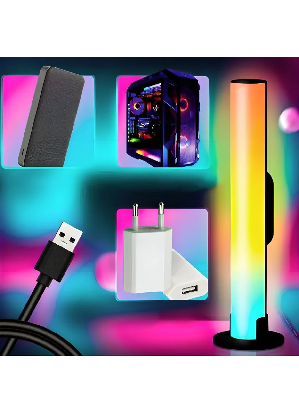 Комплект настільних RGB світильників від USB підключенням по Bluetooth для фонового підсвічування 2 штуки (480670-Prob) Unbranded (340154250)