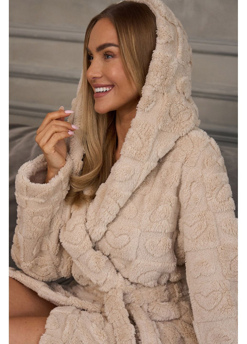 Халат женский длинный теплый с капюшоном 2554 Angora L&L (369174271)