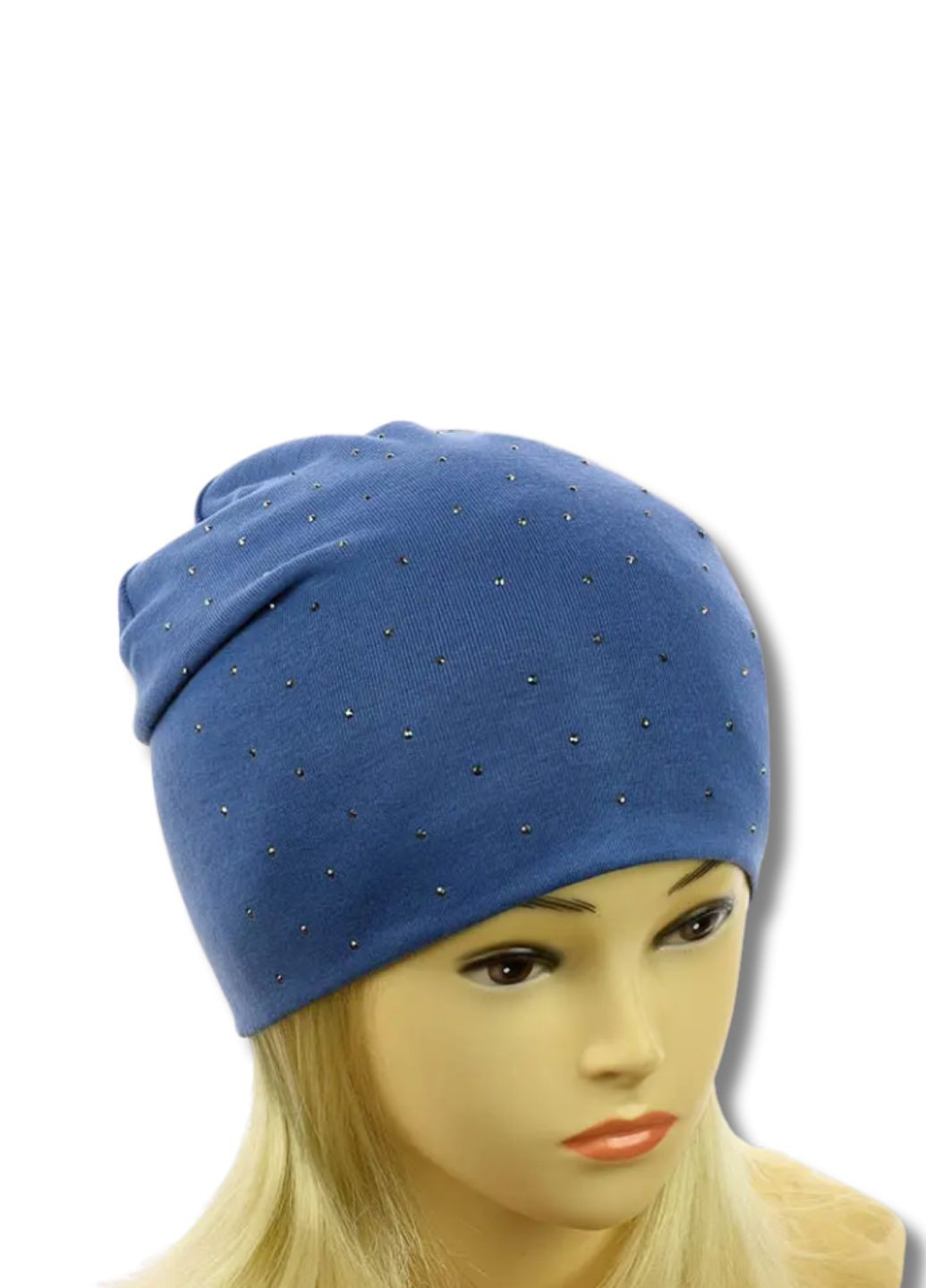 Демісезонна трикотажна жіноча шапка панчоха - Стрази No Brand Шапка жіноча (353302245)