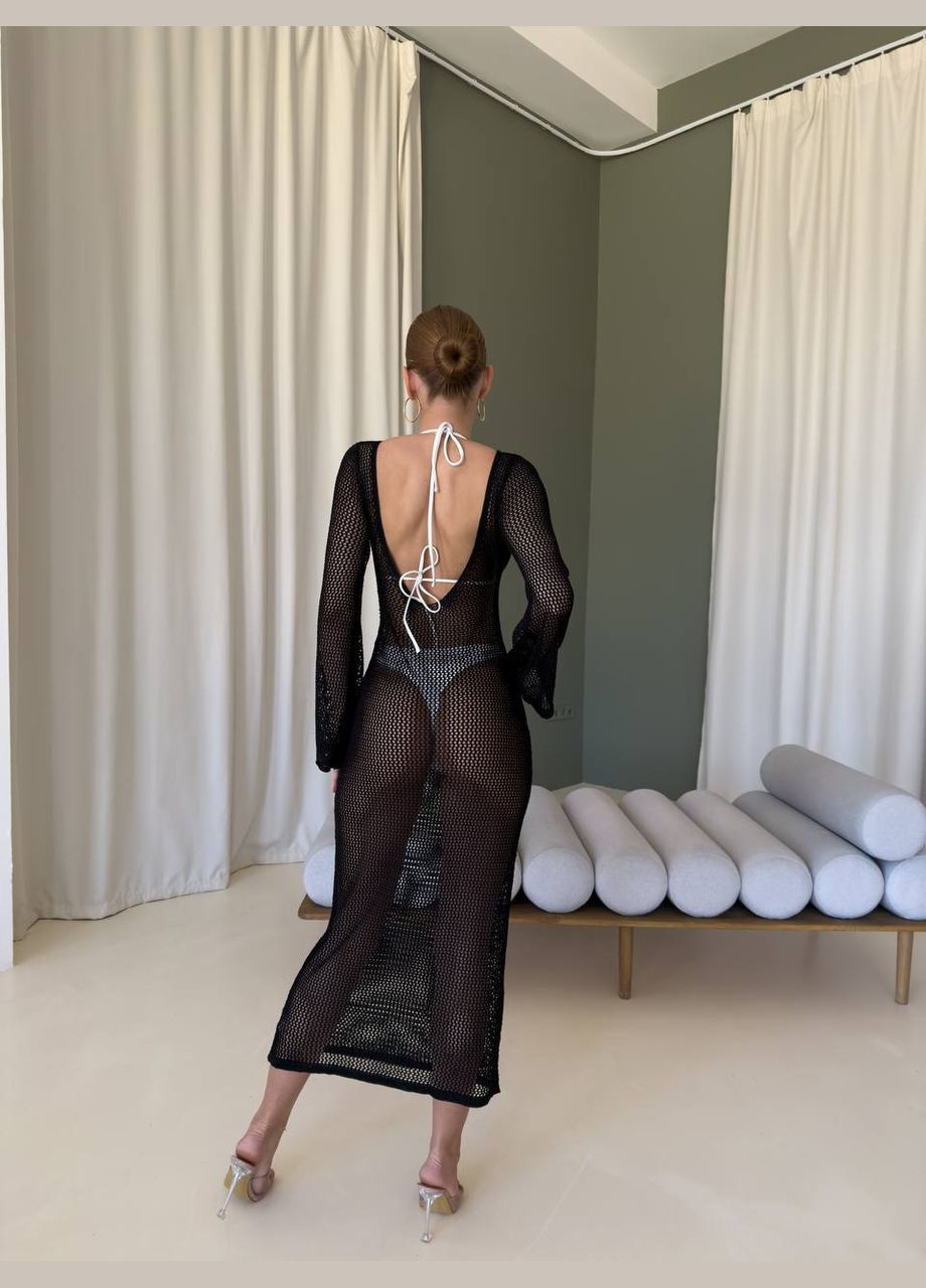 Чорна пляжна ефектна пляжна сукня в сіточку No Brand