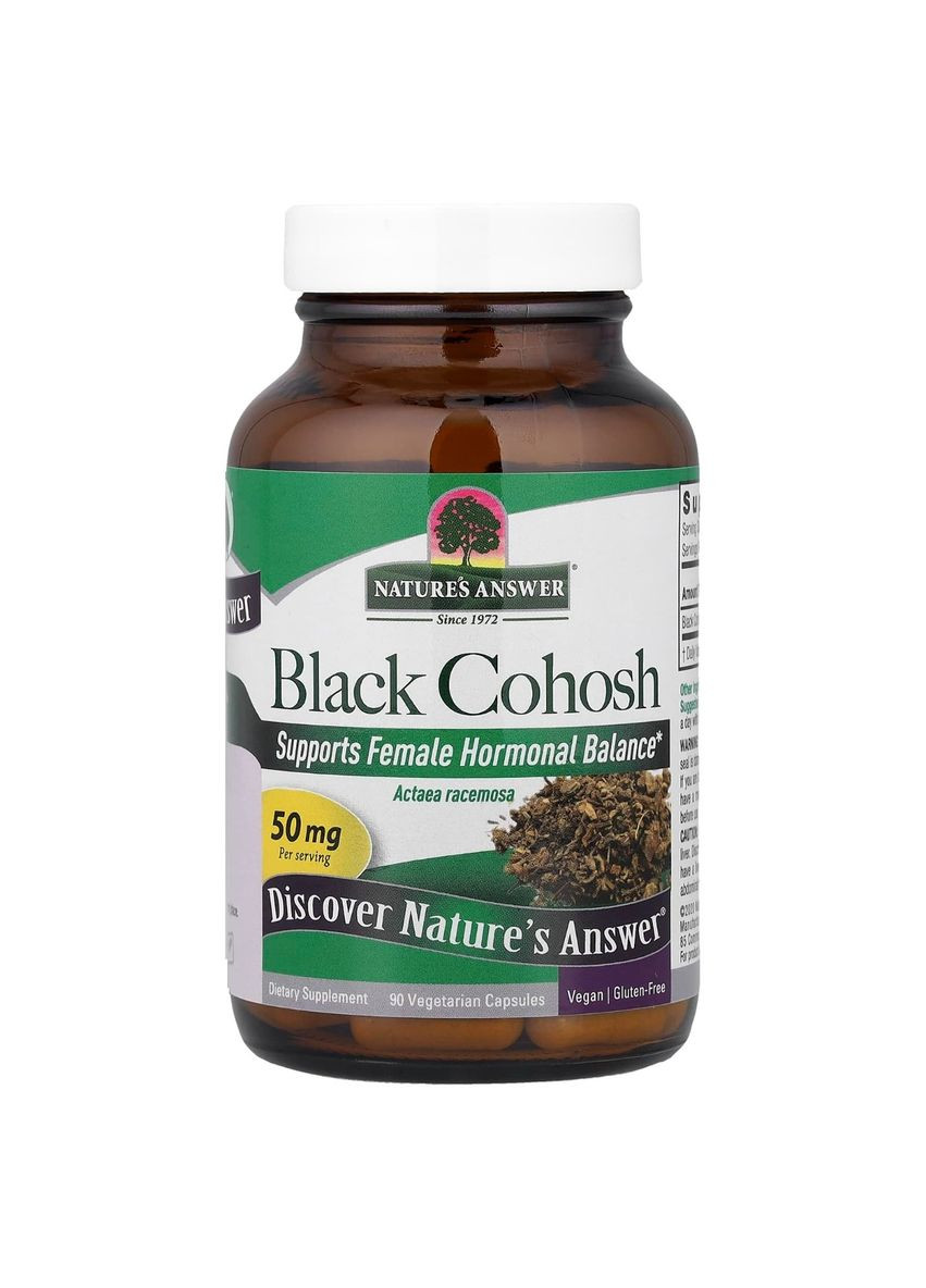 Клопогон, 50 мг, Black Cohosh, Full Spectrum Herb, 90 вегетарианских капсул. Nature's Answer (315146035)