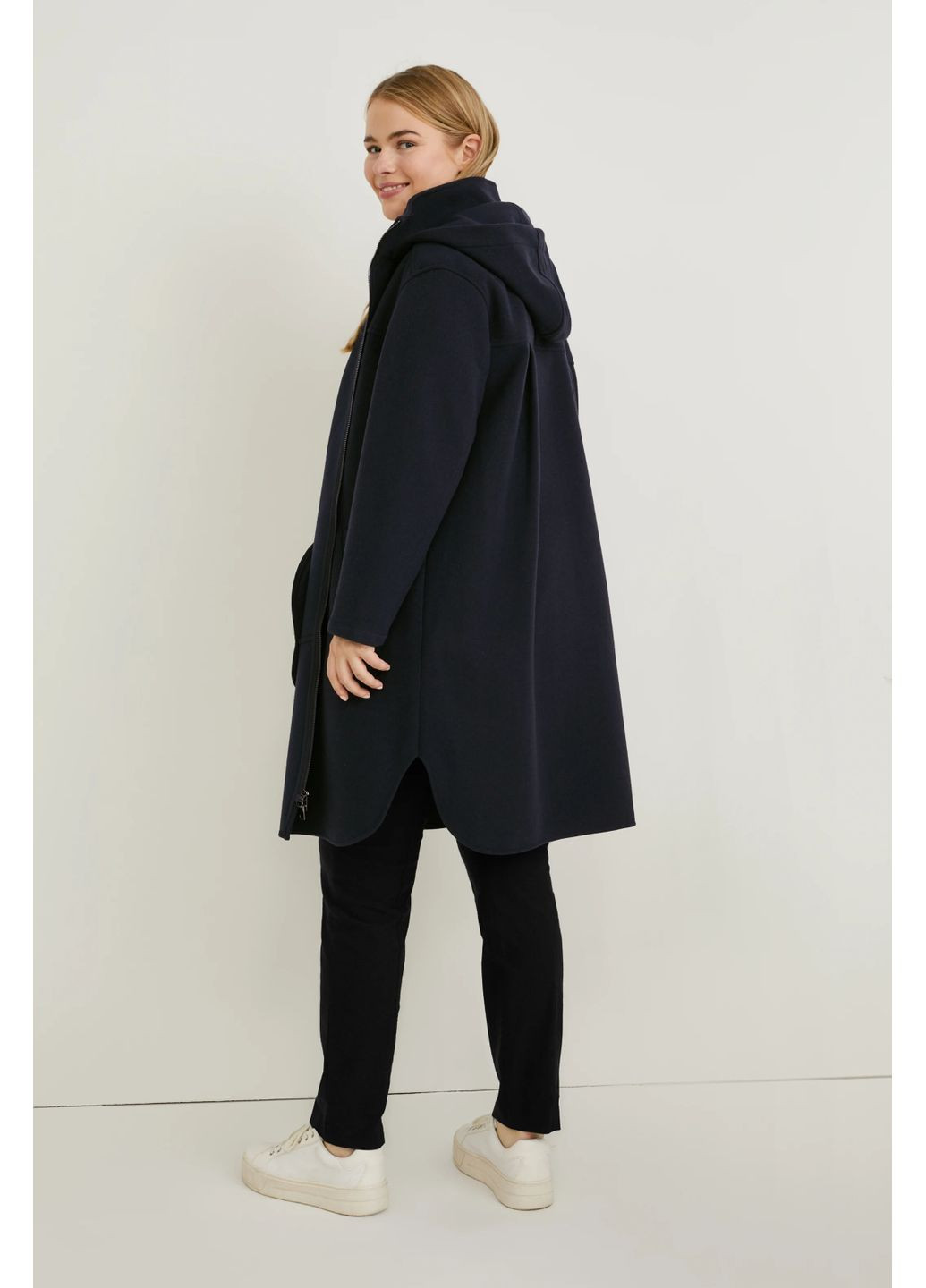 Темно-синє демісезонне Пальто з капюшоном C&A