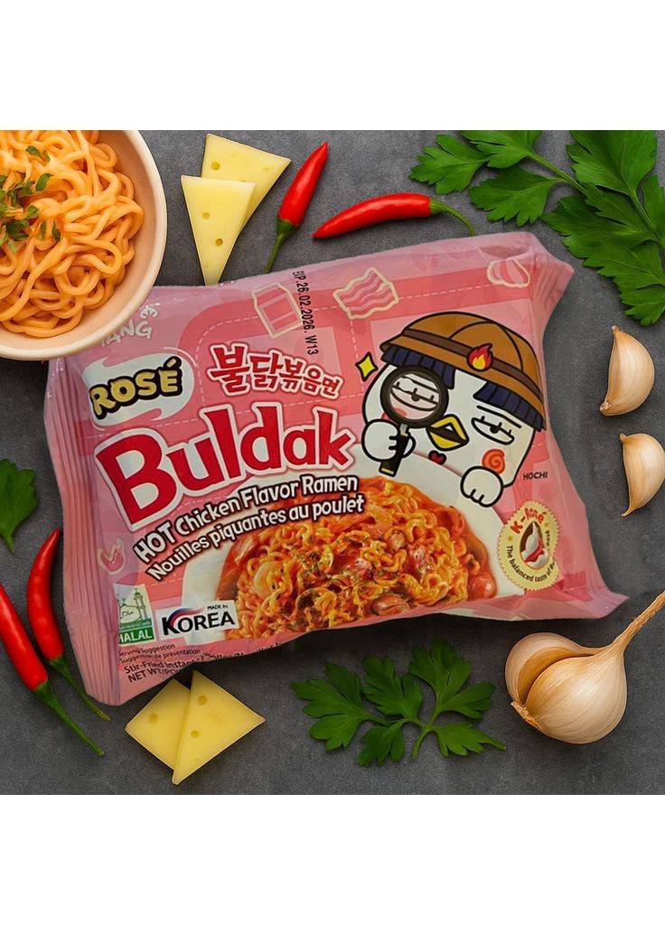 Лапша рамён очень острая Бульдак курица в сливочном соусе Buldak Rose Cream Hot Chicken Samyang (363976186)
