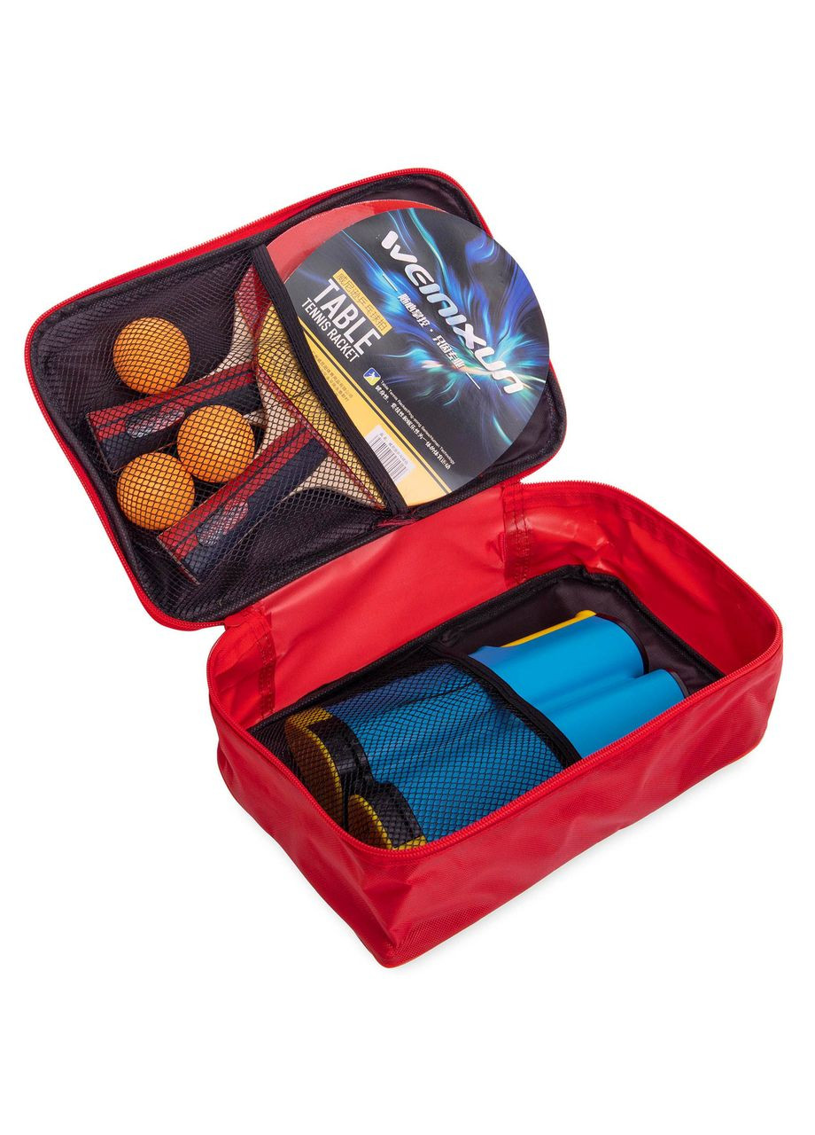 Набір для настільного тенісу 2 ракетки, 3 м'ячі, сітка з кріпленням з чохлом Pro (деревина, гума) (A29) WEINIXUN (369766542)