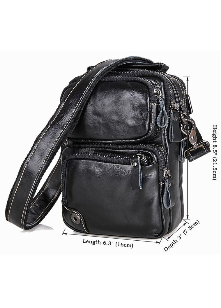 Сумка планшет через плече для документів та для телефону чоловіча з натуральної шкіри маленька Чорний 37152 Vintage (353690028)