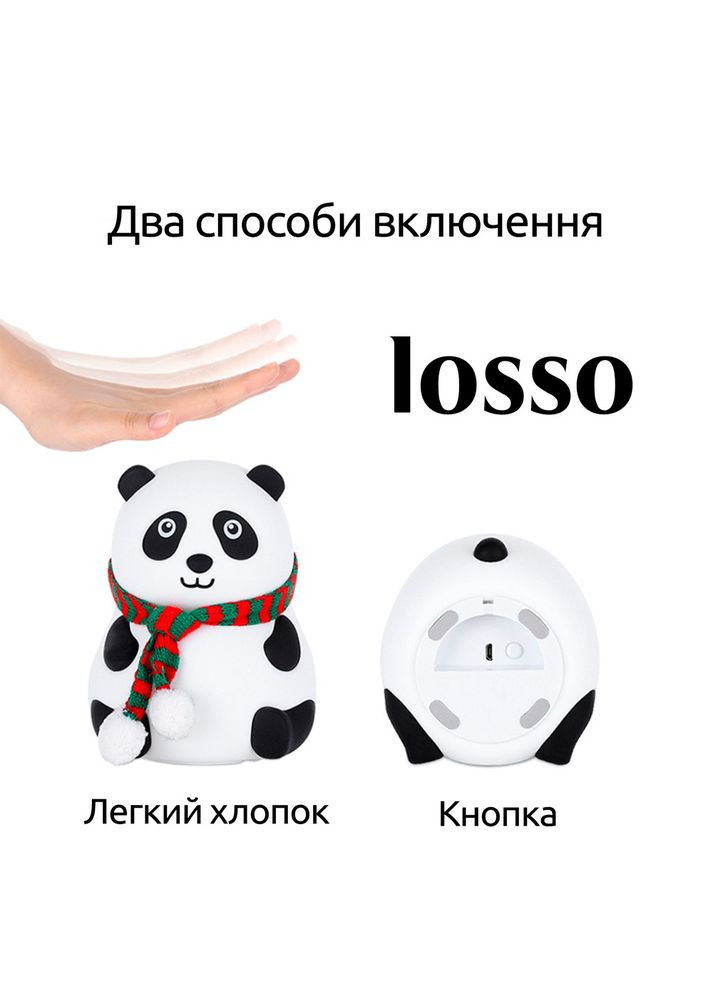 Нічник силіконовий Панда світлодіодний сенсорний LJC-142-А (відкриті очі) Losso (327041660)