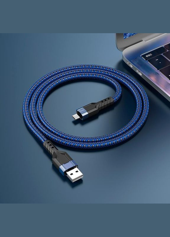 Кабель MicroUSB charging data cable U110 синий 1.2m Hoco (279825987)