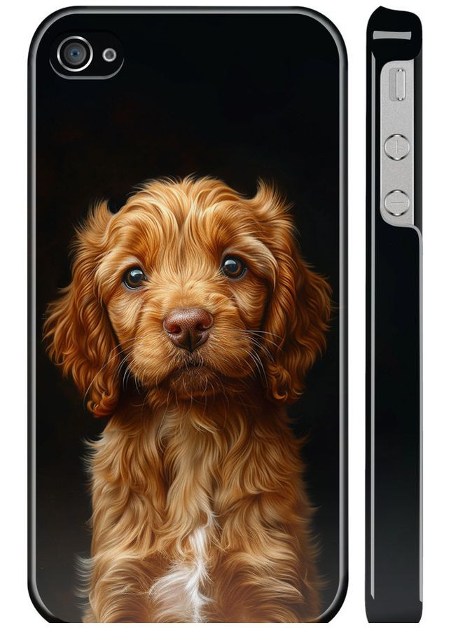 3D пластиковый глянцевый чехол 'Cocker spaniel на черном фоне' для Endorphone apple iphone 4s (292315485)