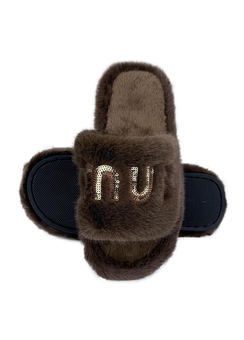 Коричневые домашние тапочки женские коричневые 8012-3 Jomix