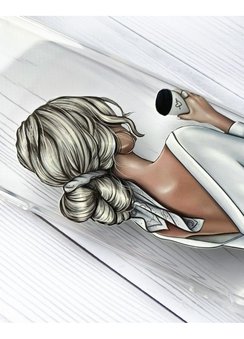 Прозорий чохол на iPhone 16 Pro Max Дівчина з латте (принт 227) Creative (355393564)