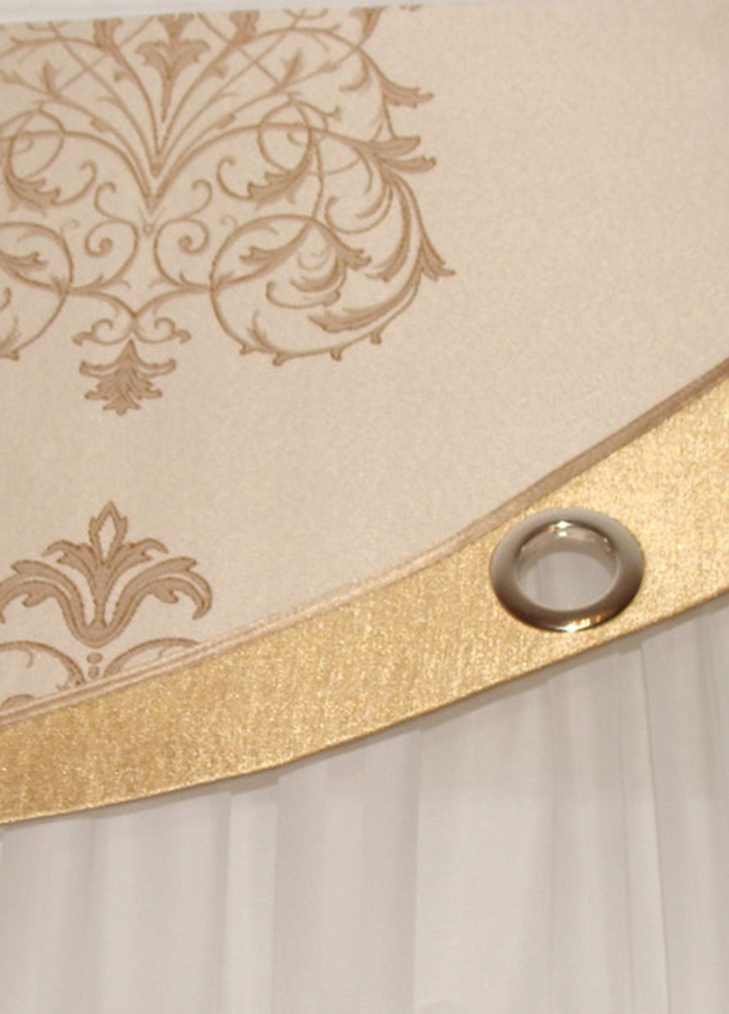Жесткий ламбрекен c шторой Damask Корона 3м Золотистый с молочным (48ж) Firanka Style (336964123)