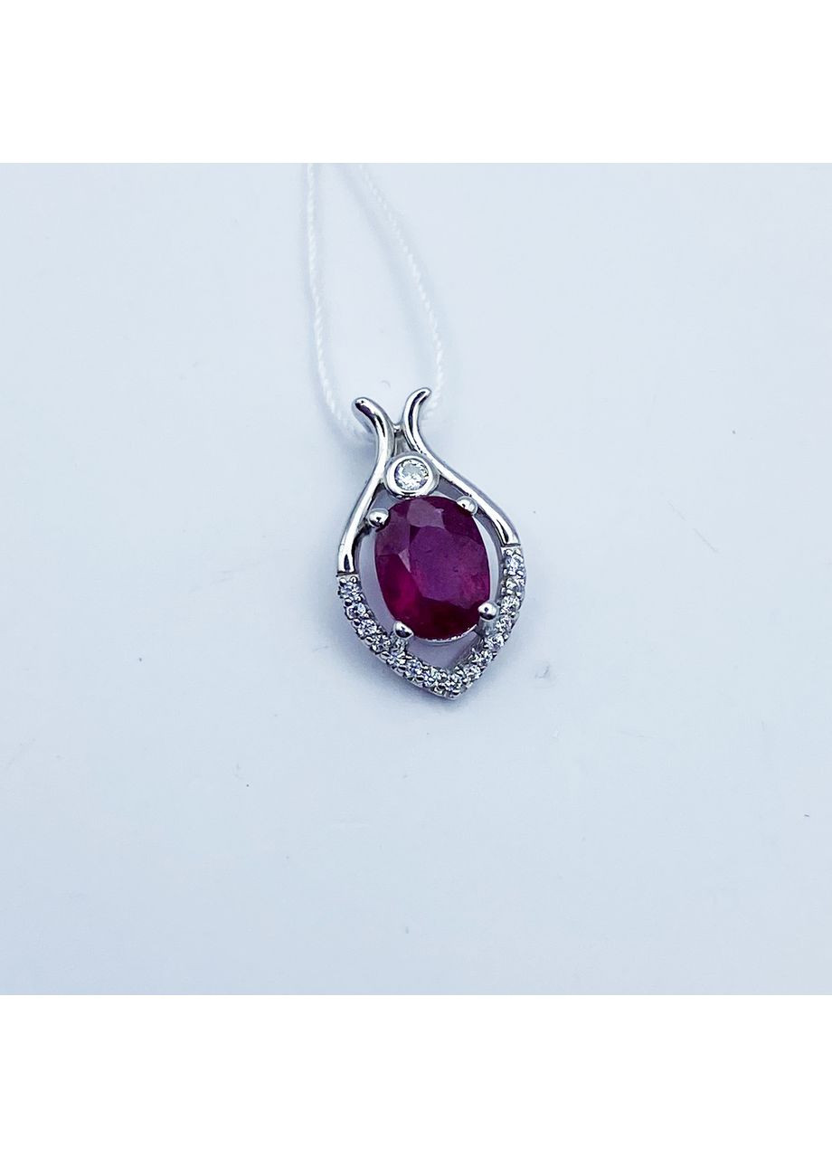Кулон срібний з рубіном та кубічним цирконієм 1,7 г No Brand (369737715)