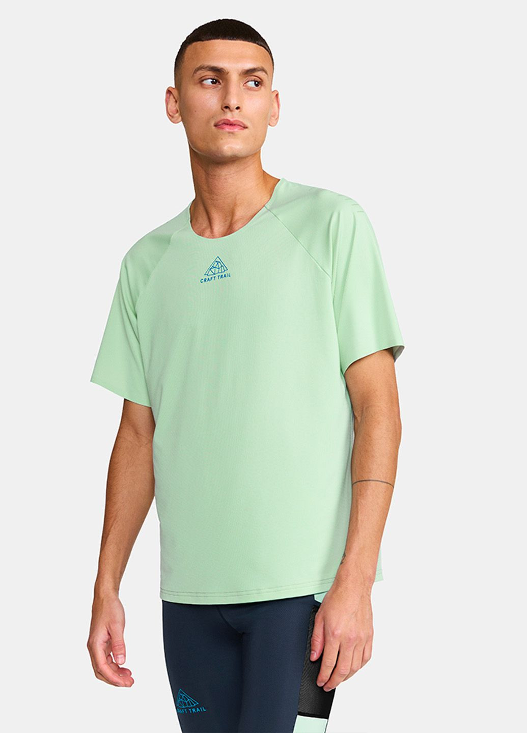 Бирюзовая спортивная футболка мужская для бега Craft Pro Trail SS Tee