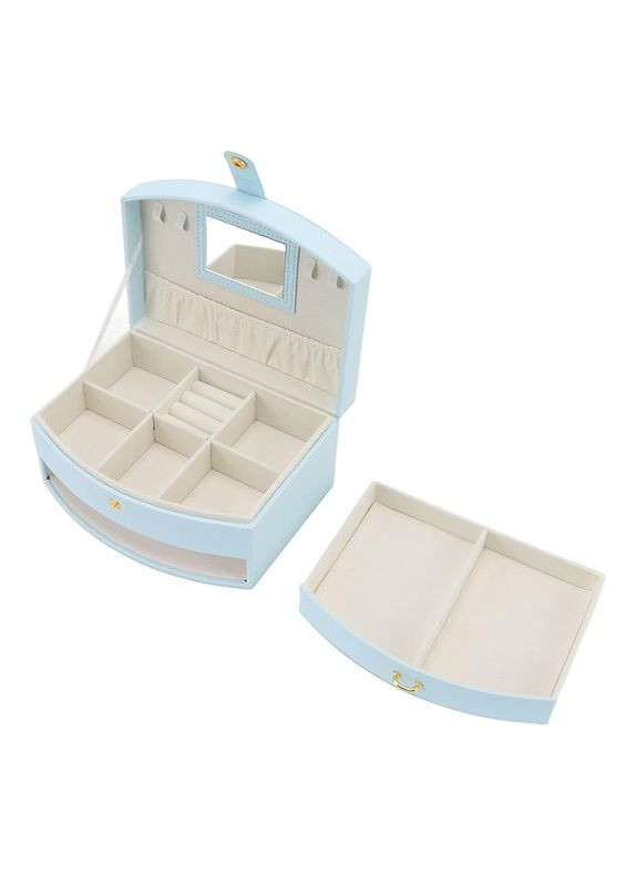 Шкатулка SP-01245 Blue для украшений и ювелирных изделий двохуровневая с зеркалом и ручкой 9шт Casegrace (352011243)