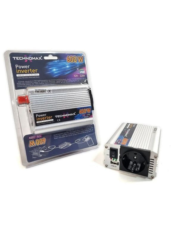 Инвертор TM-9201 600w, преобразователь напряжения с аппроксимированной синусоидой 12V-220V/50Гц Technomax (363256766)