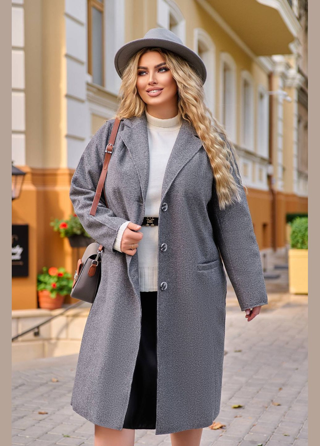 Серое зимнее Полушерстяное легкое пальто РЕЙН серое 60 Tatiana