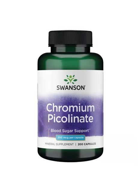 Хром Chromium Picolinate 200 mcg, 200 капсул для підтримки рівня цукру в крові Swanson (322293834)