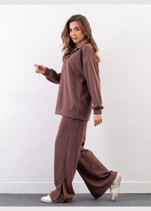 Свободный коричневый костюм с молниями на брюках ISSA PLUS (279559283)