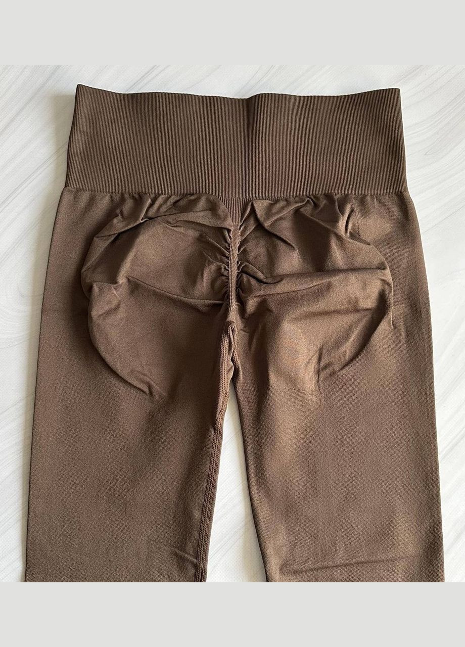 Коричневые спортивные леггинсы с пуш-ап эффектом No Brand