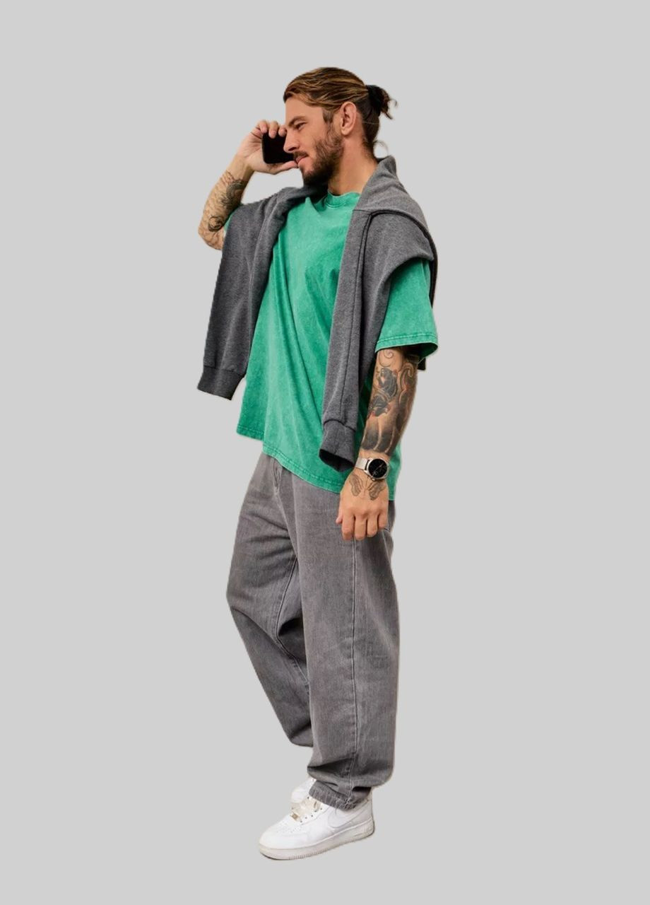 Изумрудная футболка оверсайз No Brand