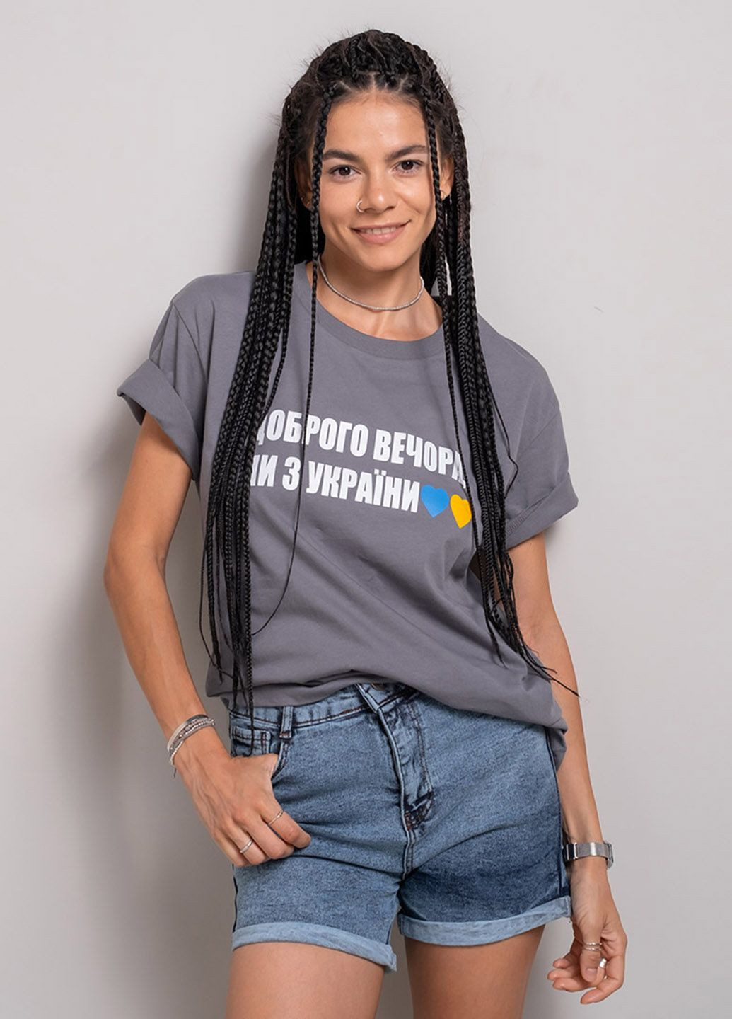 Сіра футболка чоловіча сіра унісекс з принтом 102533 Power