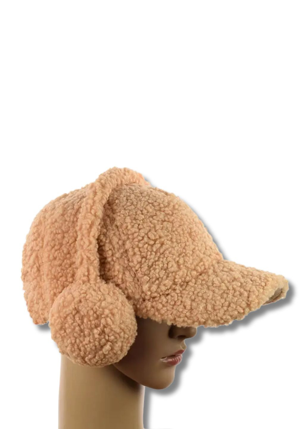 Женский зимний комплект Наушники + Кепка - Барашек No Brand Зимовий комплект навушники + кепка (355793997)