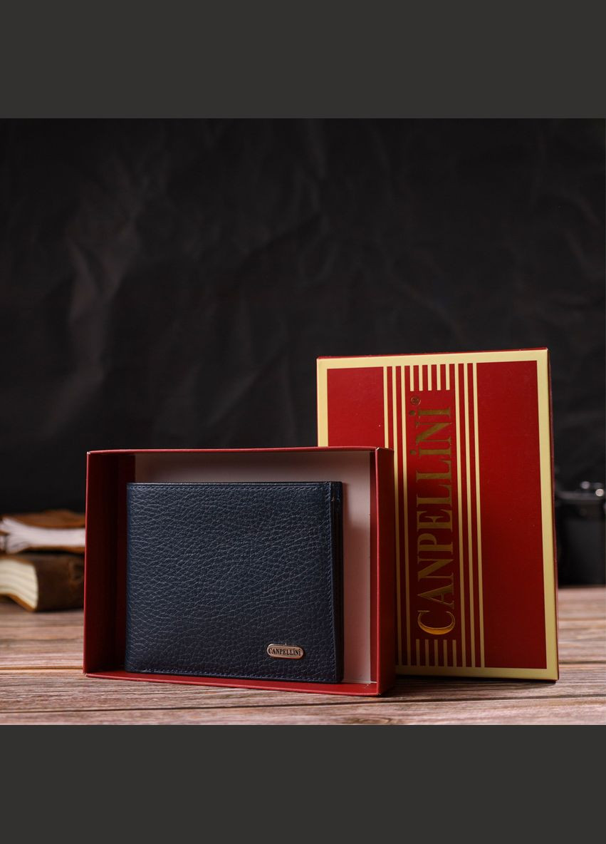 Ідеальне чоловіче портмоне з натуральної шкіри флотар синє 21787 Canpellini (329198217)