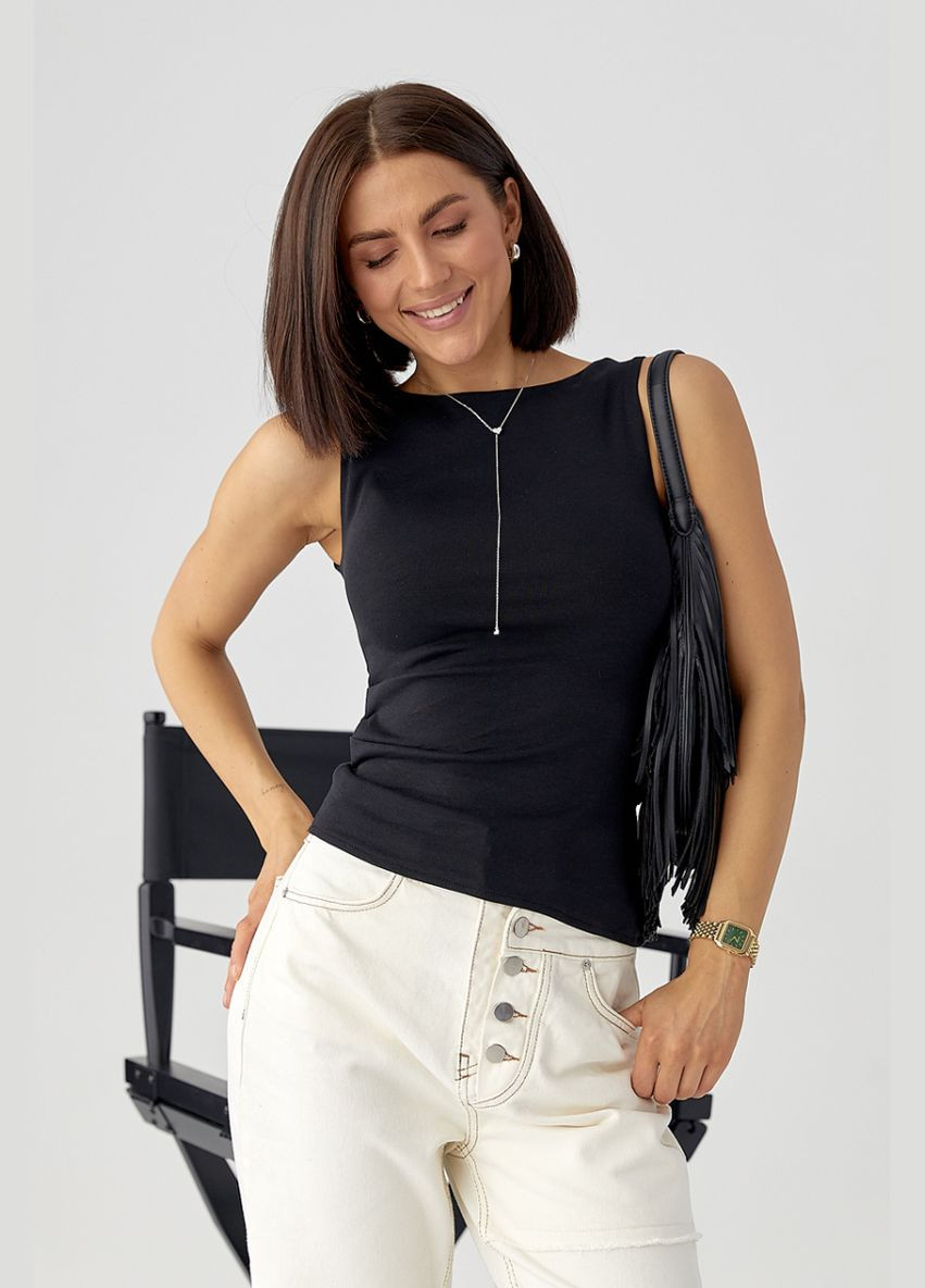 Трикотажная майка с асимметричным низом Lurex — 333967832