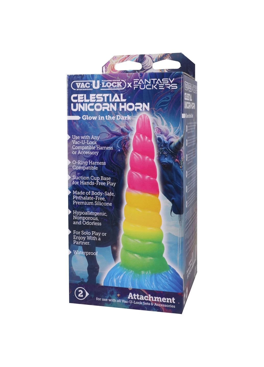 Фентезійний фалоімітатор Vac-U-Lock x Fantasy Fuckers Celestial Unicorn Horn Doc Johnson (400260759)
