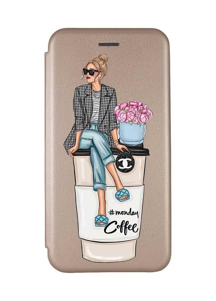 Чохол-книжка з малюнком для Xiaomi Redmi Note 9 Pro/9S/9 Pro Max Золотий:: Дівчина на каві (принт 228) G-Case (360669752)