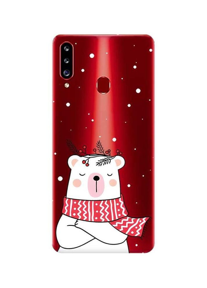 Прозорий чохол на Samsung Galaxy A20ѕ Ведмідь у шарфі (новорічний принт 147) Creative (362962457)