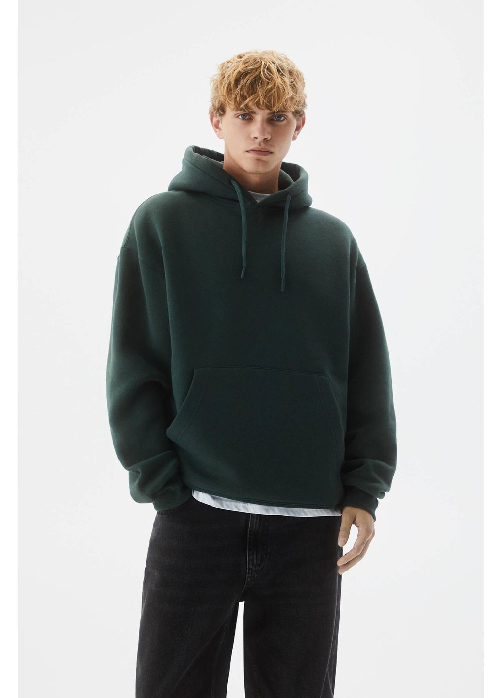 Худи флис,темно-зеленый, Pull & Bear (368158253)