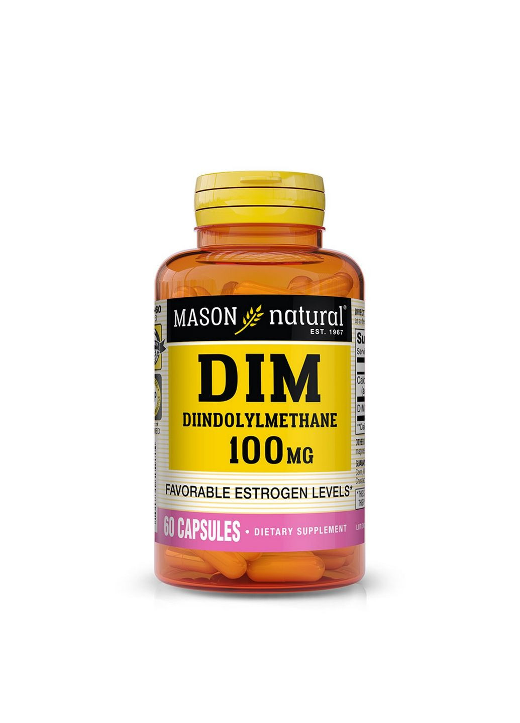 Натуральная добавка Dim Diindolylmethane 100 mg, 60 капсул Mason Natural (293341443)