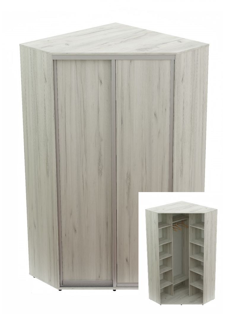 Шафа-купе дводверна 120*120*220 см Дуб крафт білий 2 двері ДСП Кут-2 Алекса (360440293)
