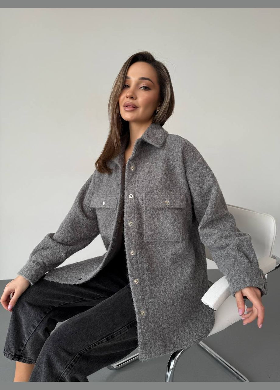 Жіноча сорочка з букле сірого кольору 30900 Fashion (349461980)