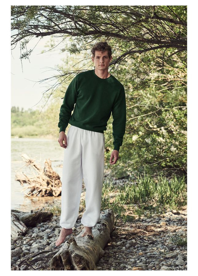 Світшот чоловічий з начосом, батник на флісі, кофта чоловіча, темно-сірий меланж, Fruit of the Loom (367606680)