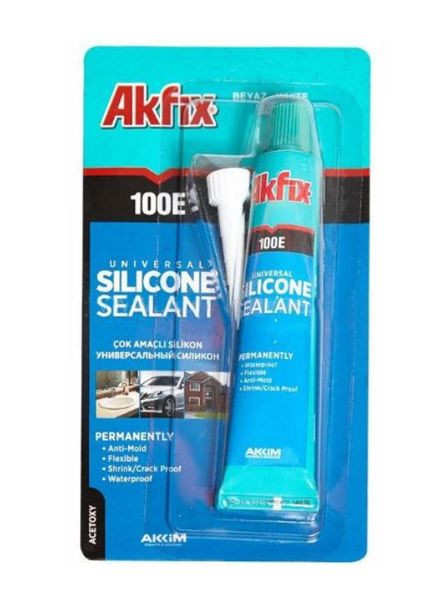 Герметик силиконовый универсальный 100E белый 50мл Akfix 056823 (316464585)