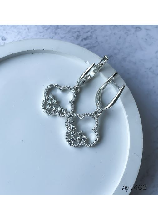 Серебряные серьги Белый цветок No Brand (354721453)