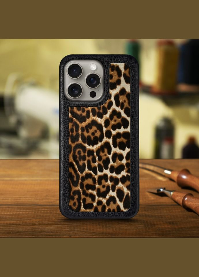 Кожаная накладка ExBacker для iPhone 15 Pro Леопард пони (76177) Stenk (291455093)
