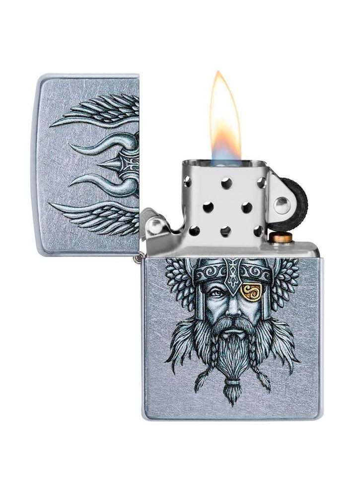 Комплект Зажигалка Viking Warrior Design 29871 + Подарочная упаковка + Бензин + Кремни Zippo (316518012)