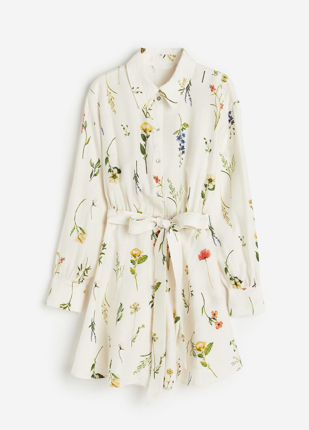 Комбинированное кэжуал платье-рубашка H&M однотонное