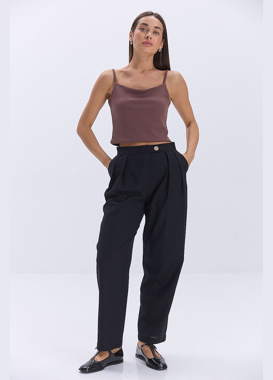 Короткий топ з трикотажу в рубчик Arjen (329405398)