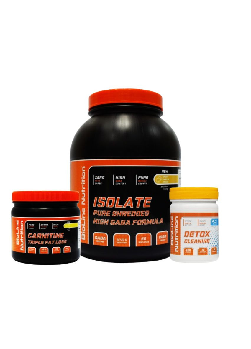 Набір для сушіння Pure Shredded Isolat (Ізолят 2кг + Карнітин + Детокс) — Сироватковий білок 95% — Ванільний Шоколад BioLine Nutrition (372010668)