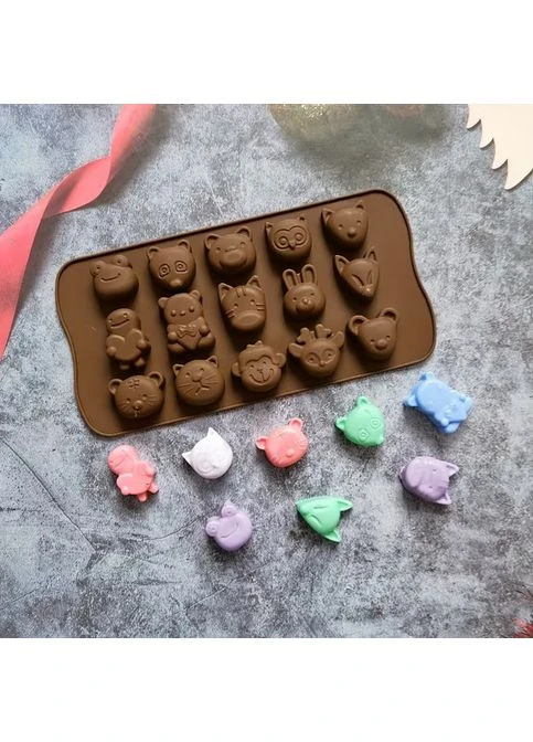 Молд силиконовый "Зоопарк" на 15 фигурок для шоколада SIL-CHOC-214-FL No Brand (392476141)