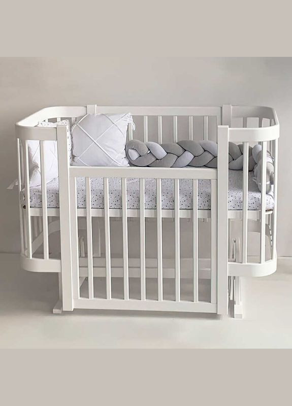 Ліжечко дерев'яне МІЯ шарнір-підшипник опускна боковина бук. White (123589) Наталка (341090092)