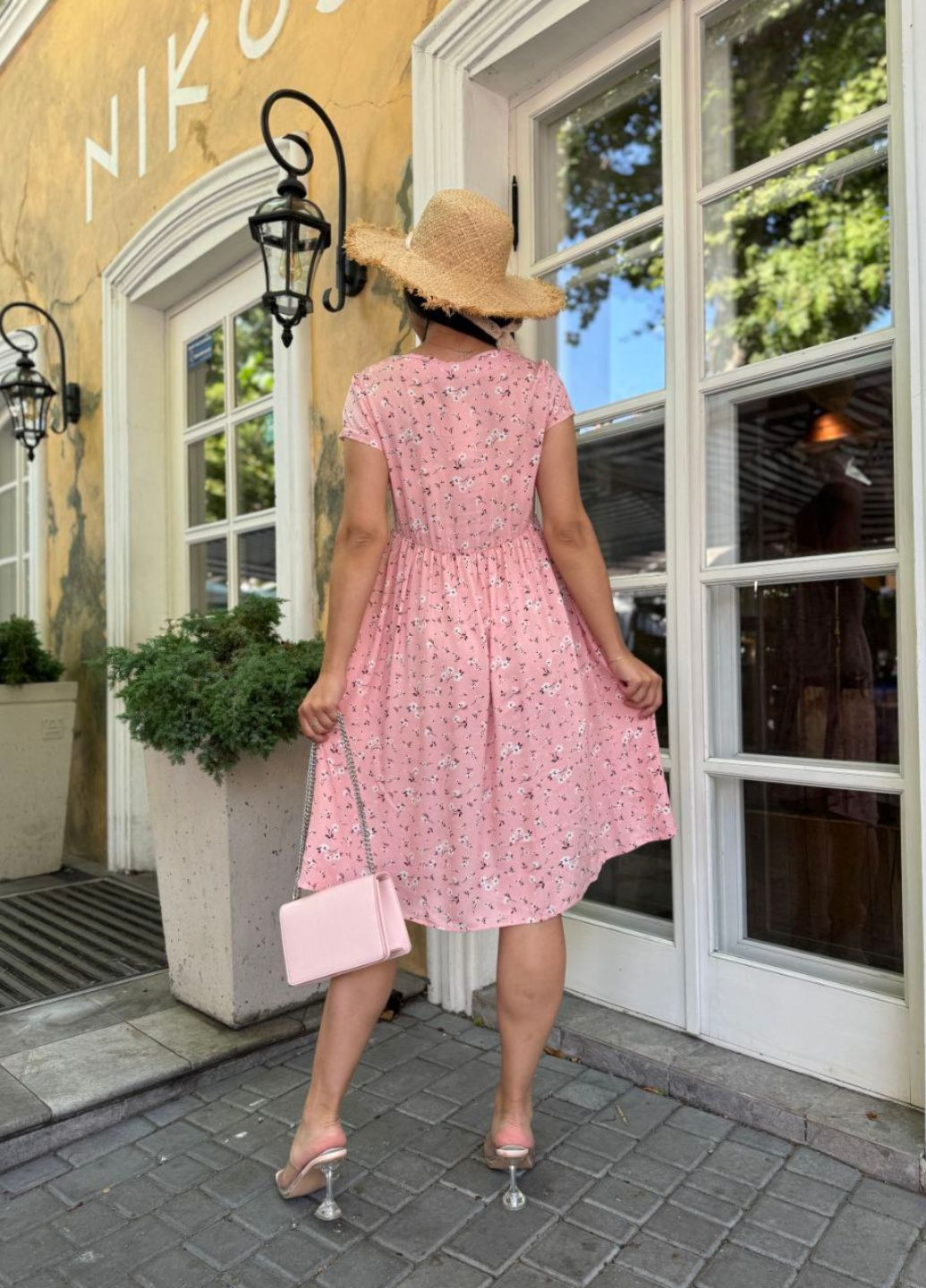 Пудрова повсякденний сукня-міді з квітковим принтом Украина з квітковим принтом