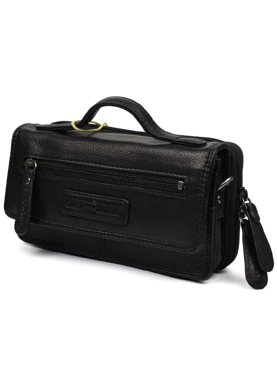 Сумка барсетка з ручкою чоловіча з натуральної шкіри маленька Hill&Burry Чорний 37672 HILL BURRY (353689869)