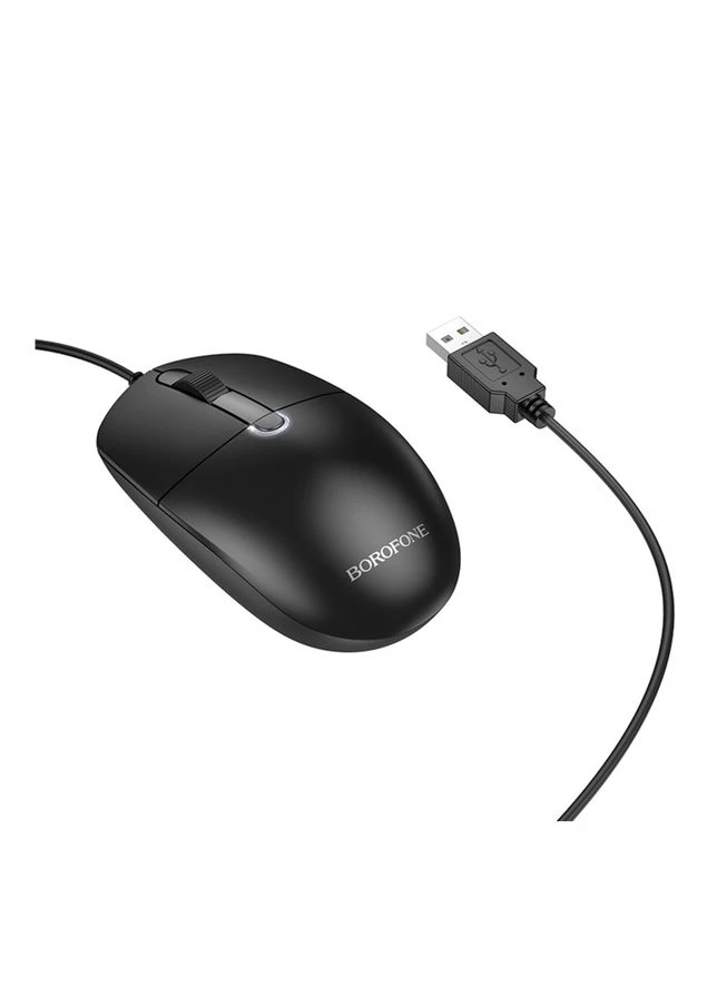 Проводная USB Мышка BG17 Morning с чувствительностью 800, 1200 и 1600 кабель 1.4м Black Borofone (340935293)